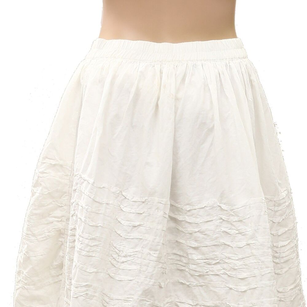 Anthropologie Maeve Cotton Pintuck Women's Midi Skirt Pull-On Solid M 291683 - Picture 7 of 8